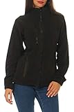Happy Clothing Damen Fleecejacke Microfleece Outdoor-Jacke ohne Kapuze mit Kragen Dunkelblau Schwarz...