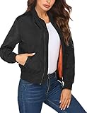 Zeagoo Damen Jacke Bomberjacke Kurz Pilotenjacke Dünne Leichte Jäckchen Reißverschluss Stehkragen...